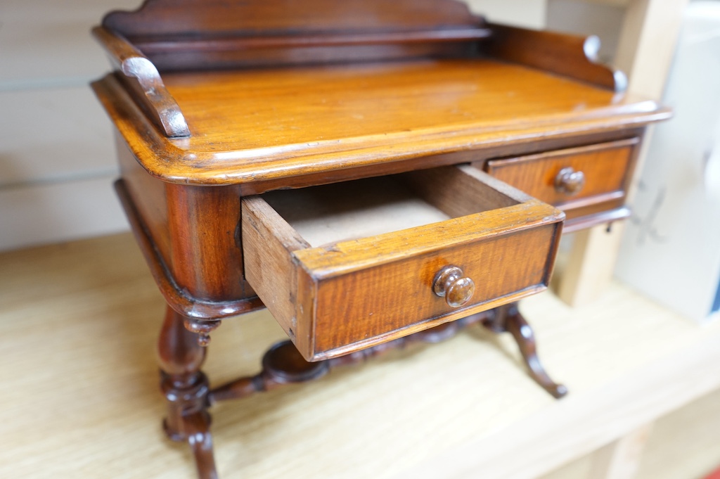 An apprentice piece miniature of a Victorian wash stand, 30cm wide x 29cm high at the back. Condition - good